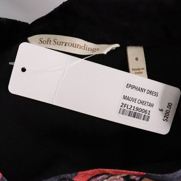 New Soft Surroundings Women's 6 Epiphany Mauve Cheetah Boho Kaftan Maxi Dress - Picture 12 of 14